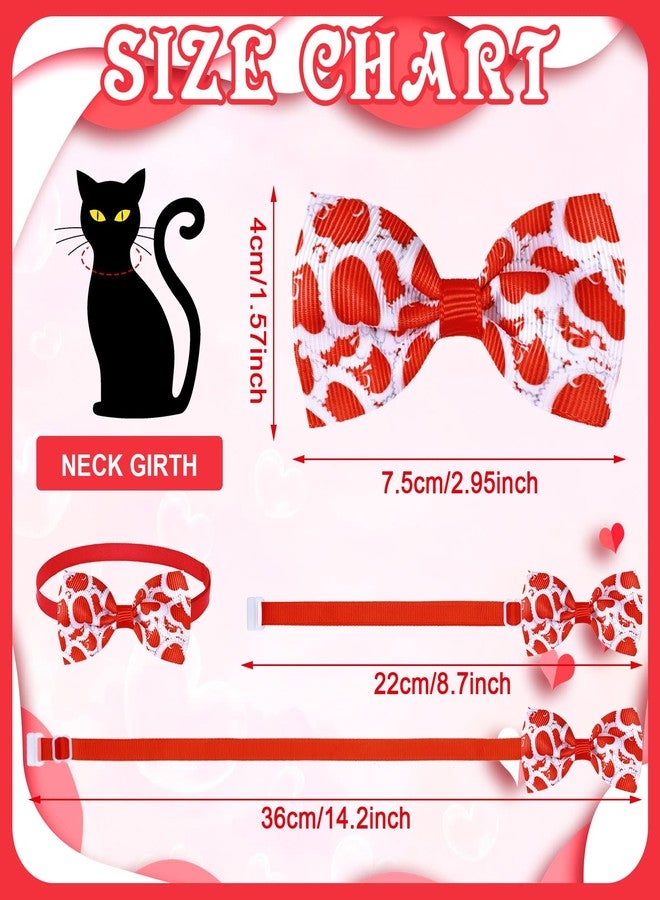 Eccliy 120 Pieces Valentines Day Dog Bow Tie Collar Set Valentines Dog Collar Bows Bulk Adjustable Pet Grooming Neckties for Large Medium Small Pet Cat Holiday Party Decoration Supply - Image 2